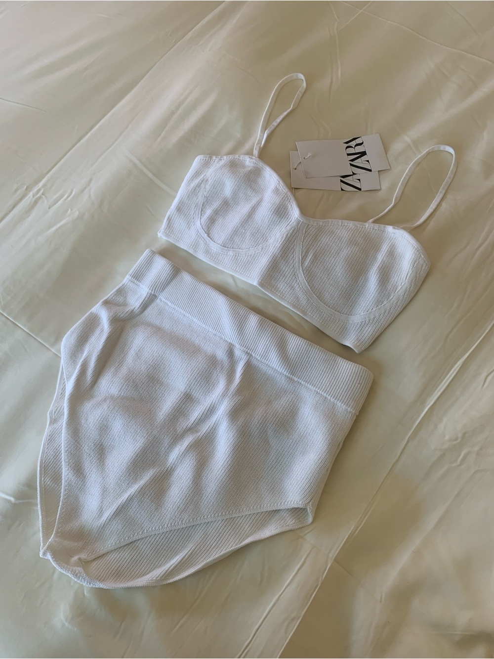 ZARA LIMITED EDITION RIBBED CROP TOP & BOTTOMS - Picture 8 of 13